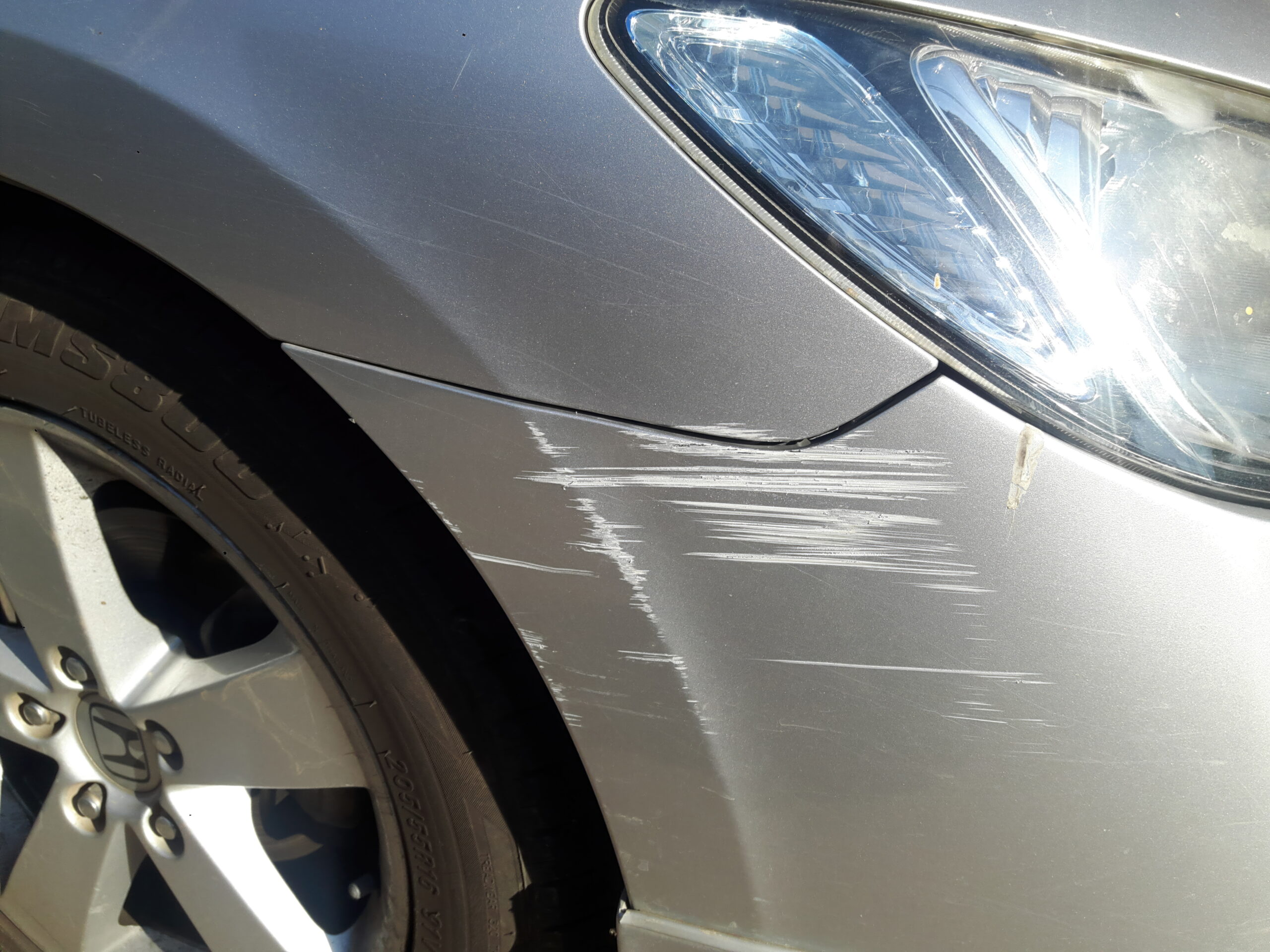 Home scratched car bumper